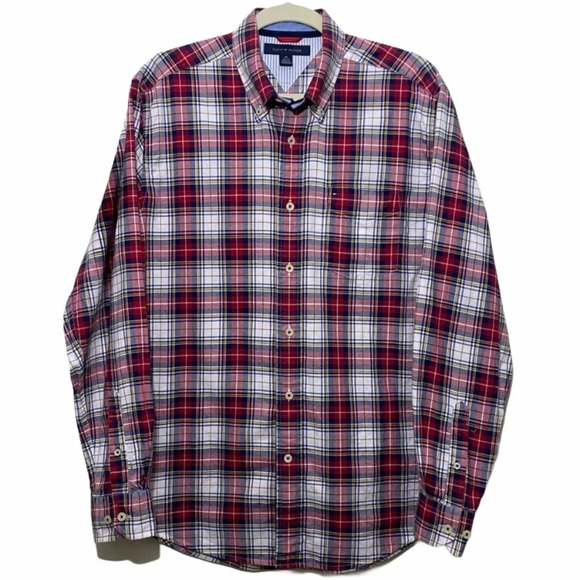 Tommy Hilfiger holiday plaid button down shirt M - Picture 1 of 12